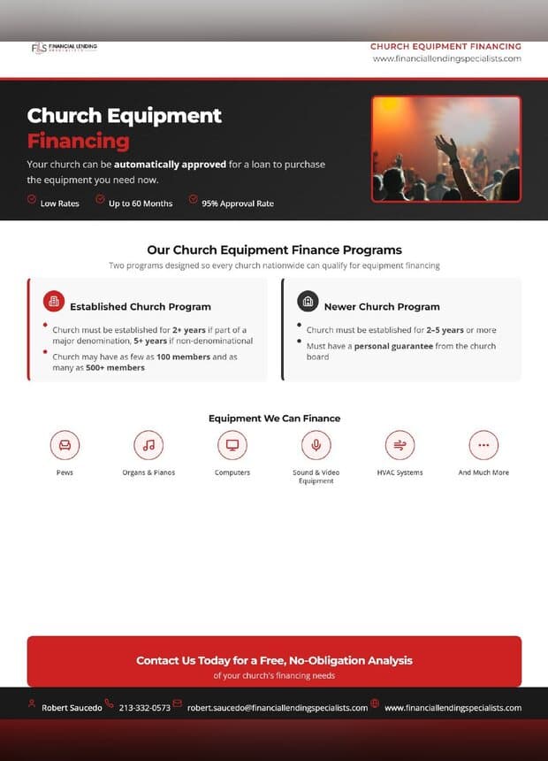 Cover of the Church & Equipment Financing brochure