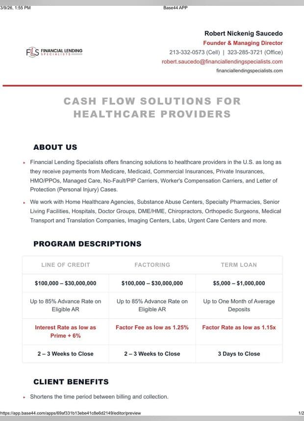 Cover of the Healthcare Financing brochure
